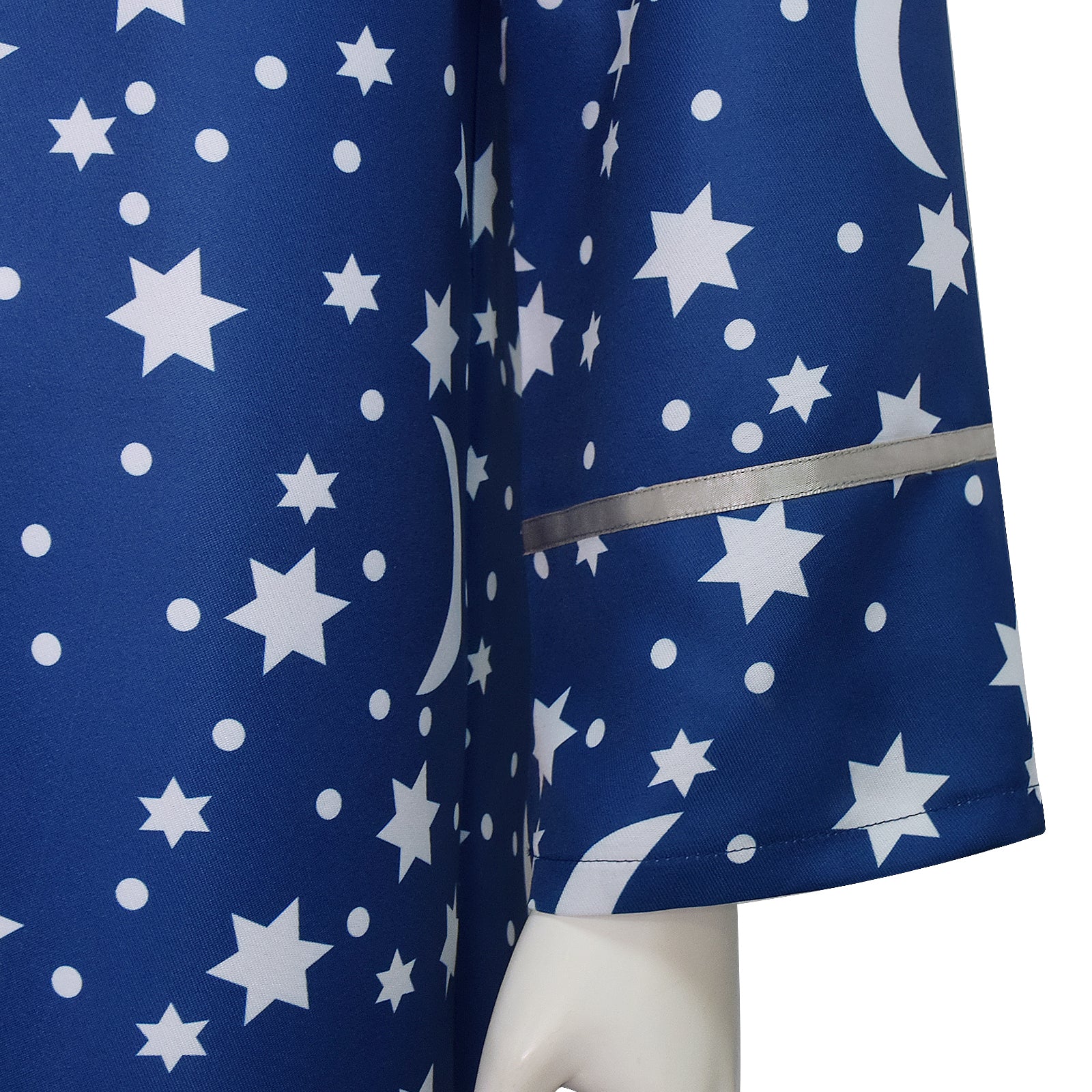 Wizard Blue Robe With Gold Moon Star Print Halloween Wizard Costume Cloak ACcosplay