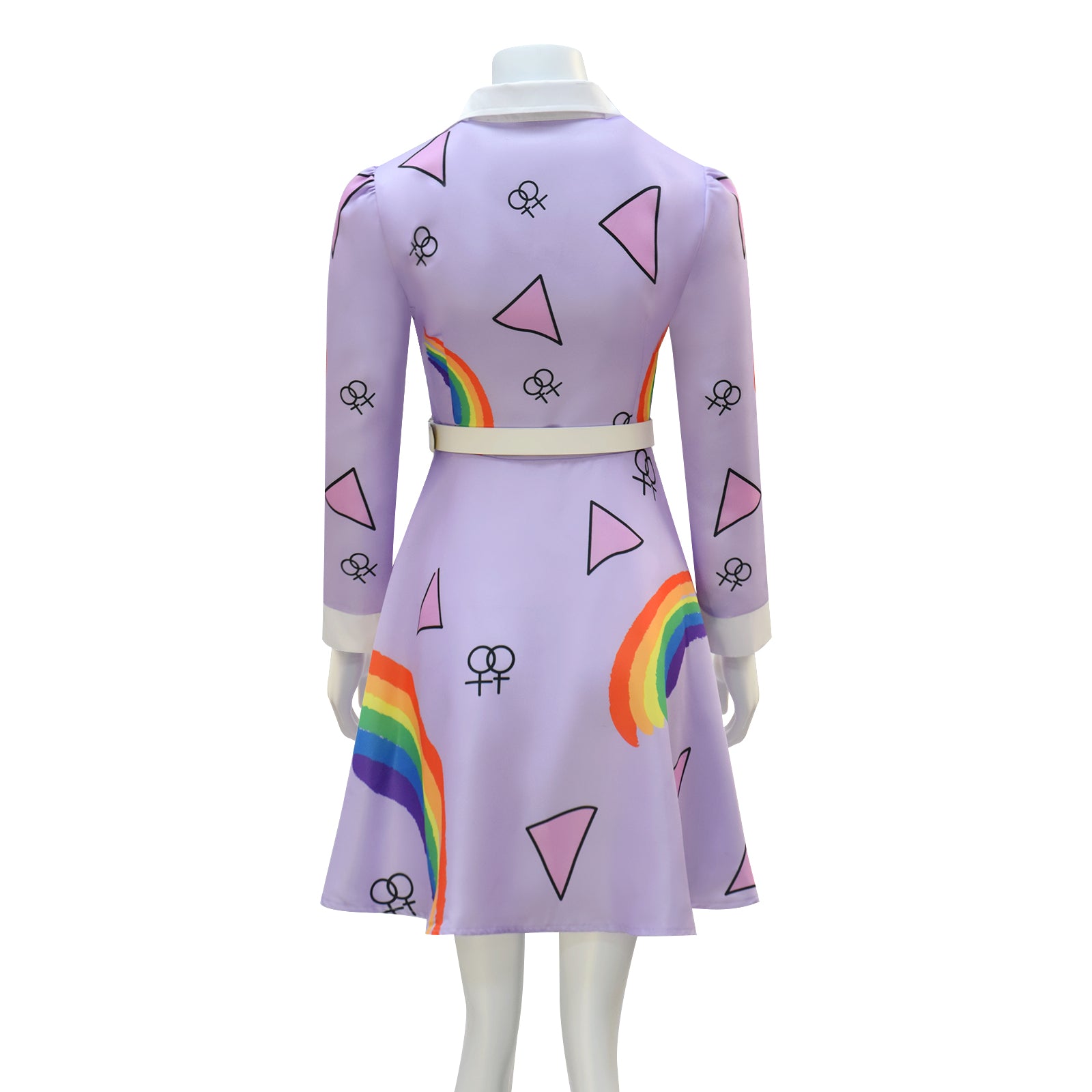 Women Ms.Frizzle Adult Cosplay Costume Halloween Outfit Purple Rainbow Dress ACcosplay