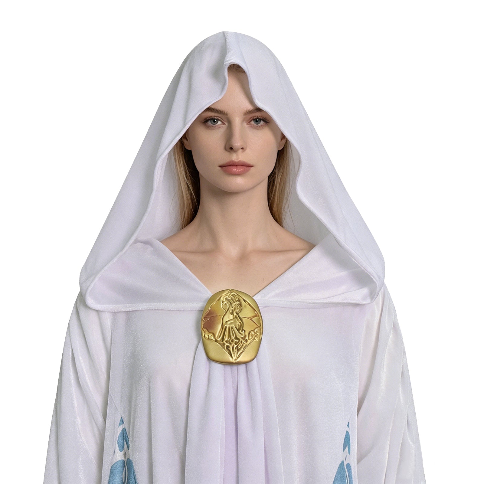Star Wars Padme Amidala Cosplay Costume White Hooded Blue Printed Outfit ACcosplay