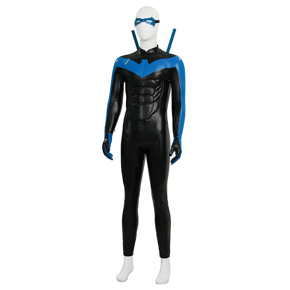 Dick Grayson Nightwing Cosplay Costume Nightwing Blue Leather Jumpsuit ACcosplay