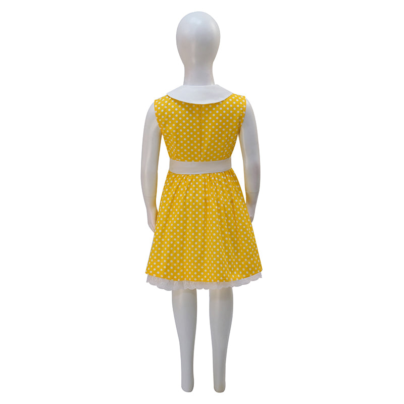 Toy Story 4 Gabby Gabby Dotted Yellow Dress Cosplay Costume Kids Children