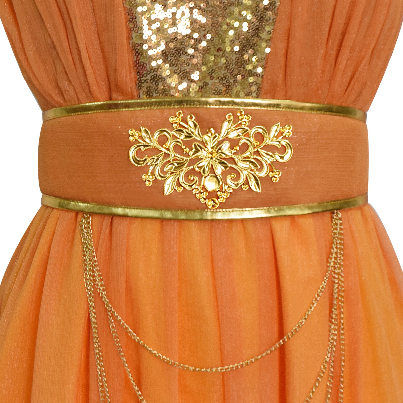 The Lord of the Rings Return of the King Galadriel Elf Queen Orange Maxi Dress ACcosplay