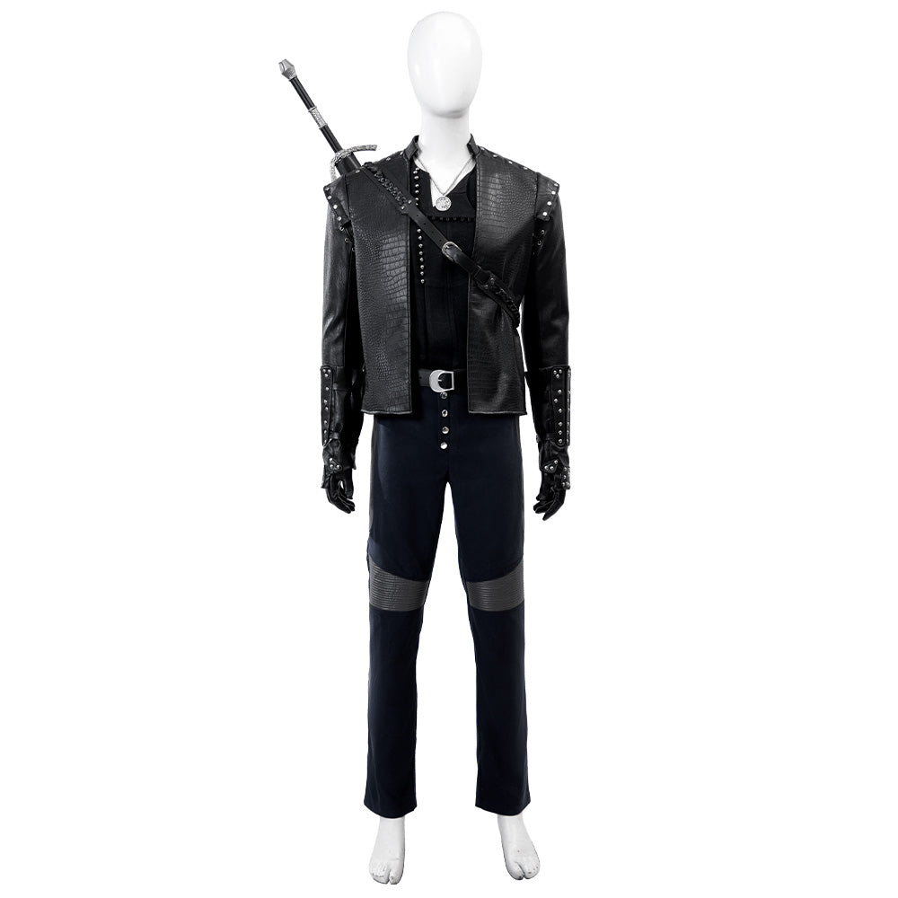 The Witcher Season 5 Geralt of Rivia Cosplay Costume Black Halloween Suit Accosplay