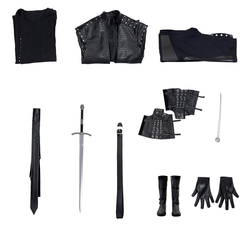 The Witcher Season 5 Geralt of Rivia Cosplay Costume Black Halloween Suit Accosplay