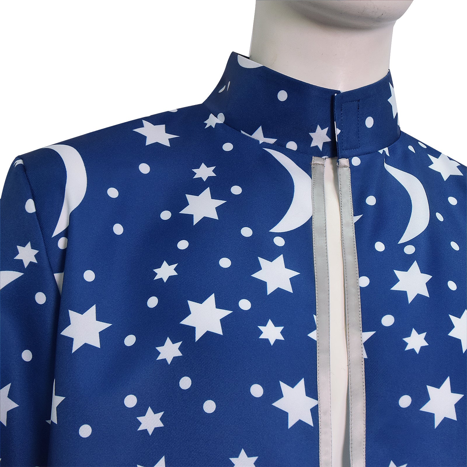 Wizard Blue Robe With Gold Moon Star Print Halloween Wizard Costume Cloak ACcosplay
