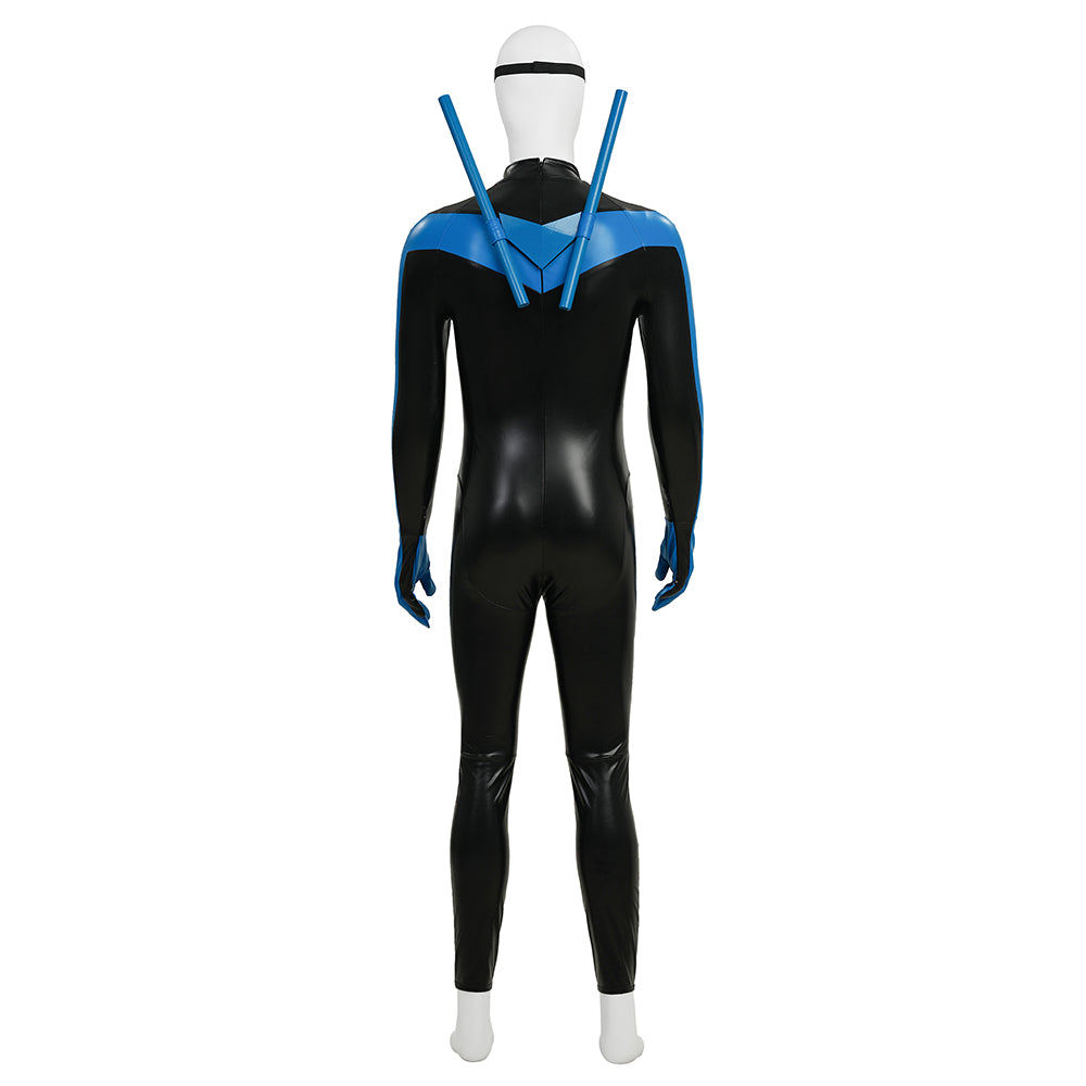 Dick Grayson Nightwing Cosplay Costume Nightwing Blue Leather Jumpsuit ACcosplay