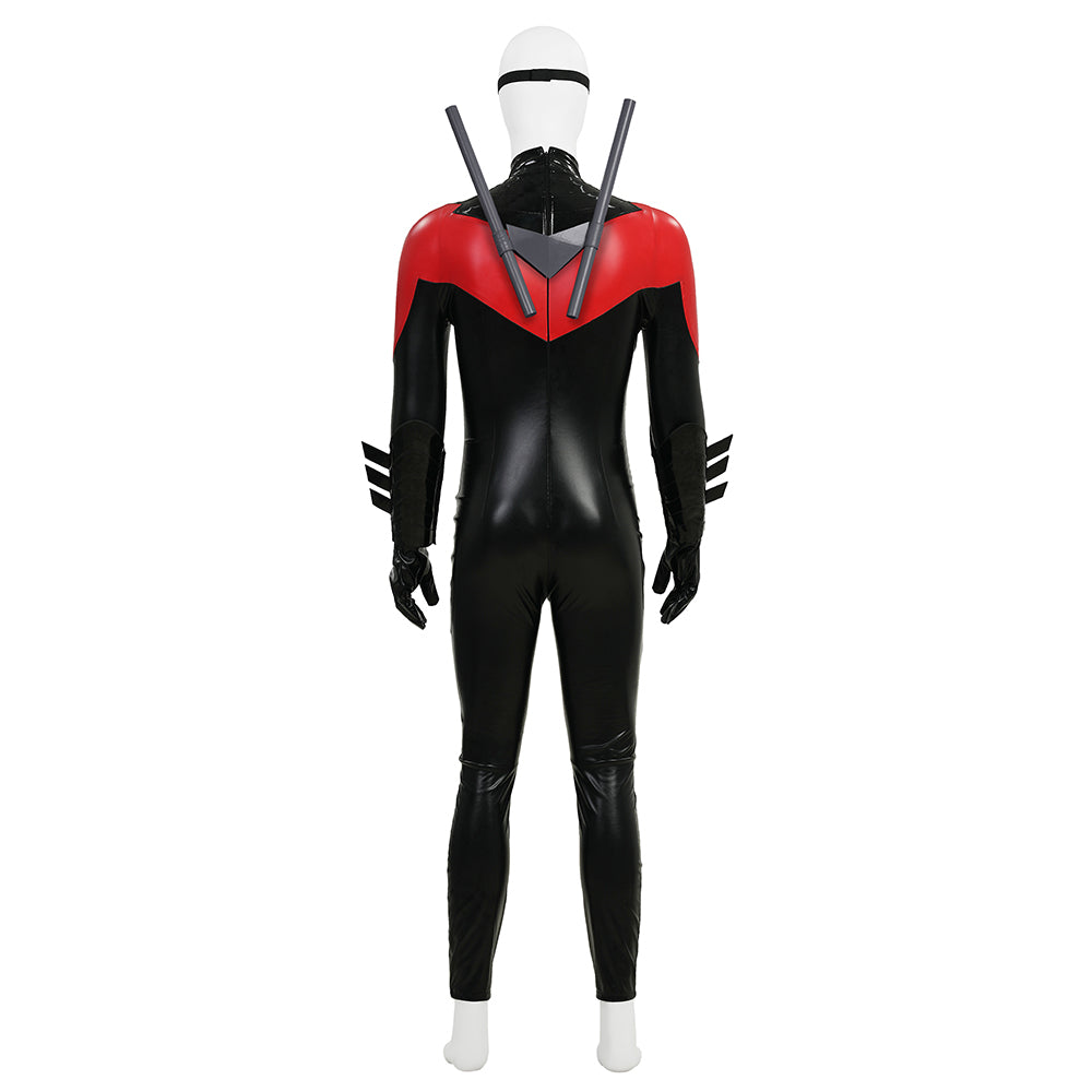 The New 52 Nightwing Dick Grayson Cosplay Costume Red Leather Halloween Outfit ACcosplay
