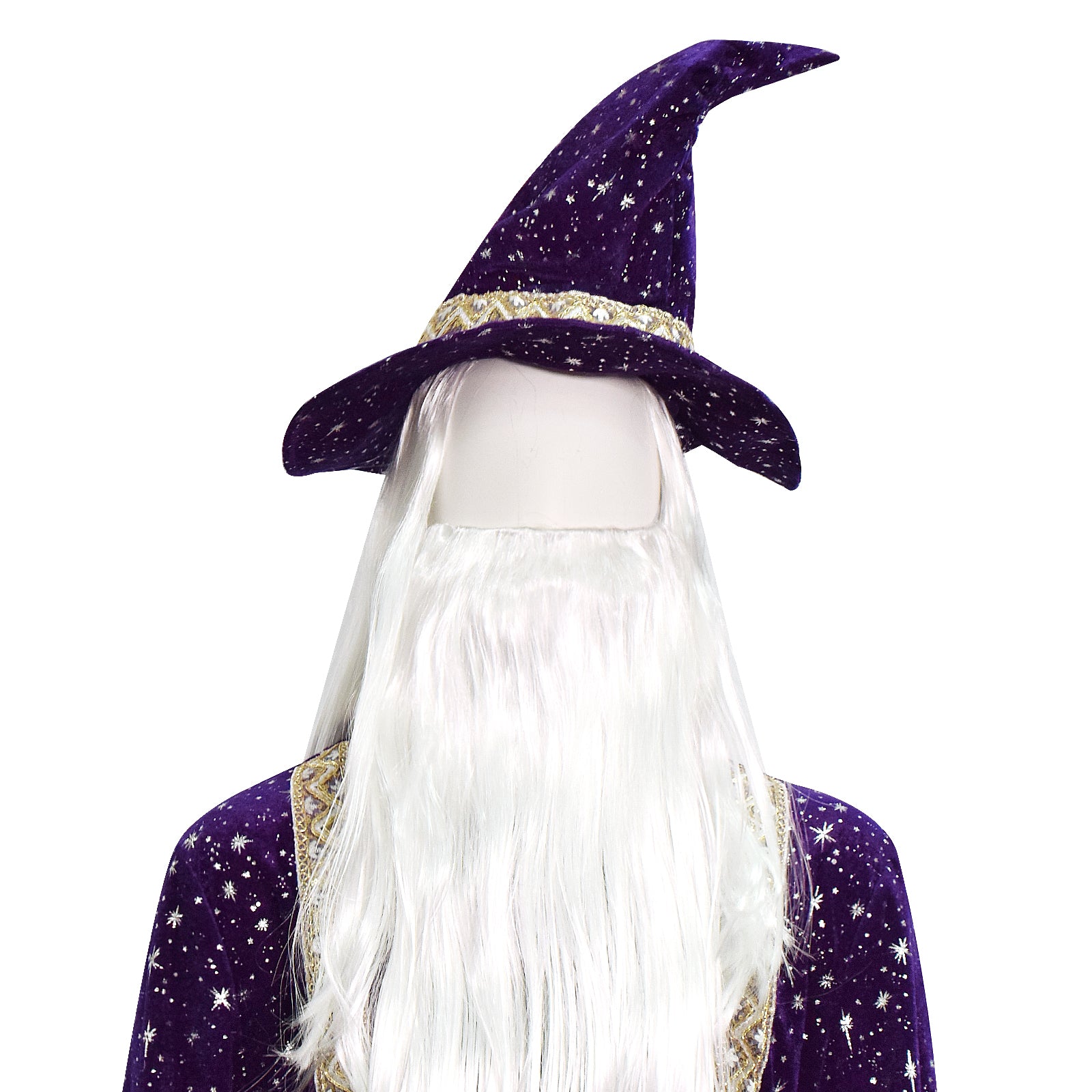Wizard Robe Men Purple Velvet Wizard Robe Cosplay Costume With Wig Beard Suit ACcosplay