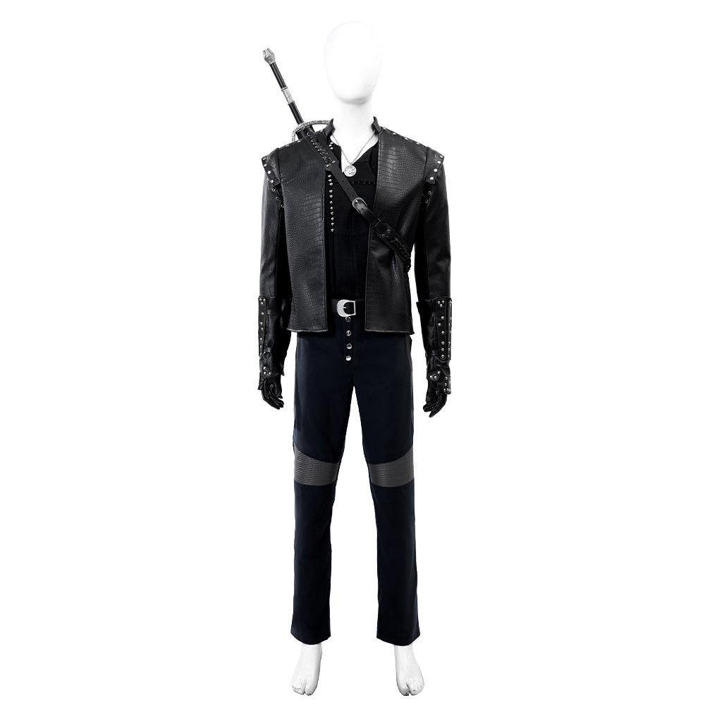 The Witcher Season 5 Geralt of Rivia Cosplay Costume Black Halloween Suit Accosplay