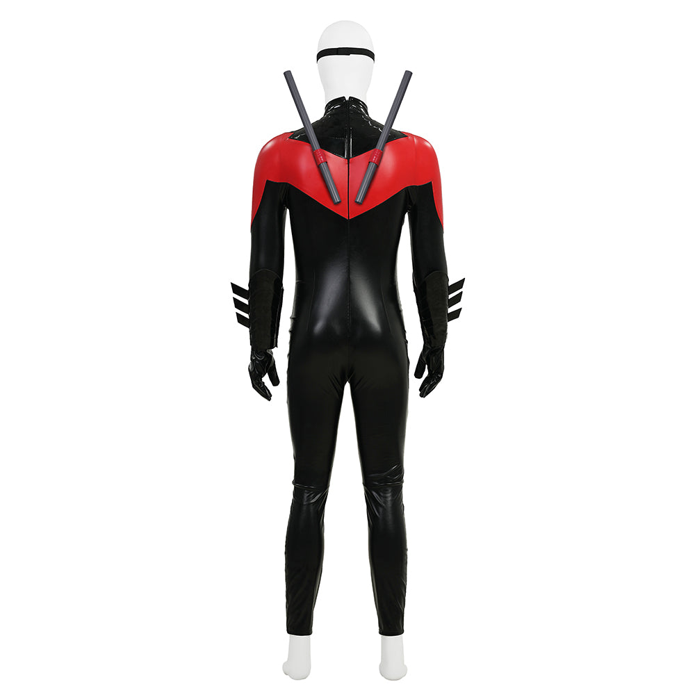 The New 52 Nightwing Dick Grayson Cosplay Costume Red Leather Halloween Outfit ACcosplay
