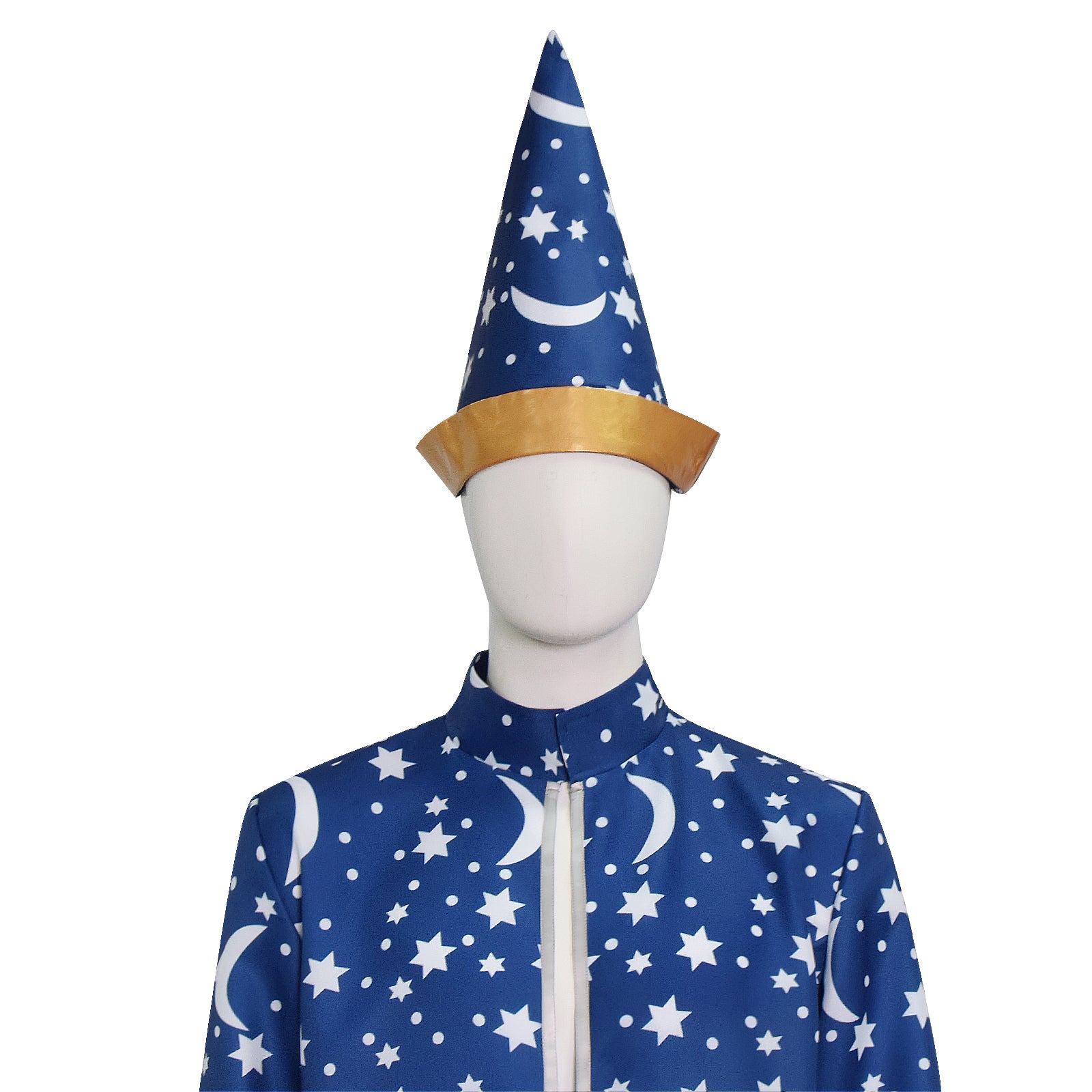Wizard Blue Robe With Gold Moon Star Print Halloween Wizard Costume Cloak ACcosplay
