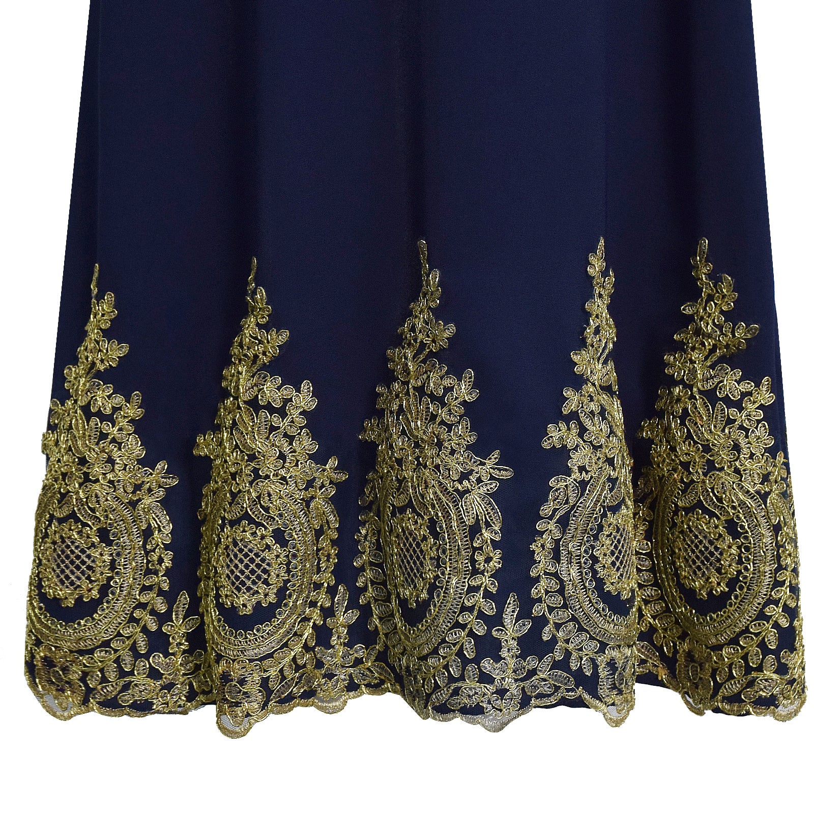Navy Blue Embroidered Open Abaya Kimono Muslim Women's Modest Dress Accosplay