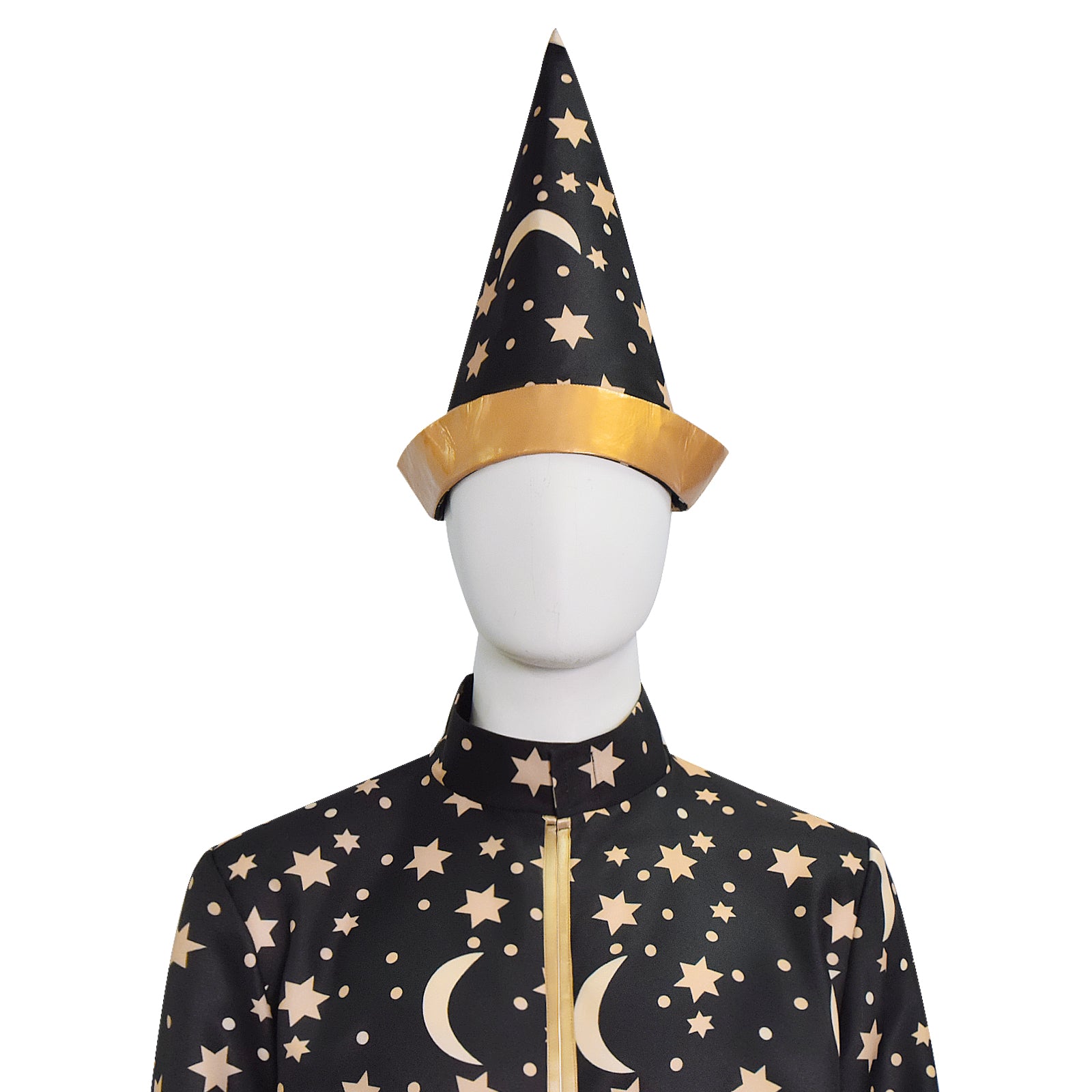 Wizard Robe With Gold Moon Star Print Halloween Wizard Costume Cloak ACcosplay