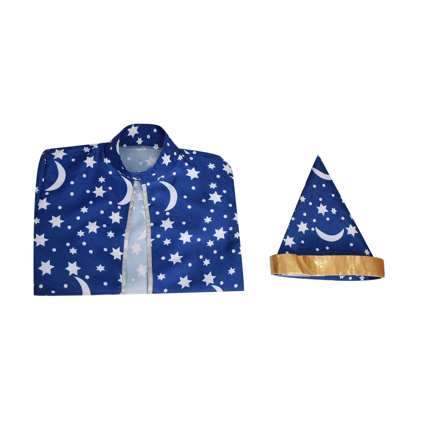 Wizard Blue Robe With Gold Moon Star Print Halloween Wizard Costume Cloak ACcosplay