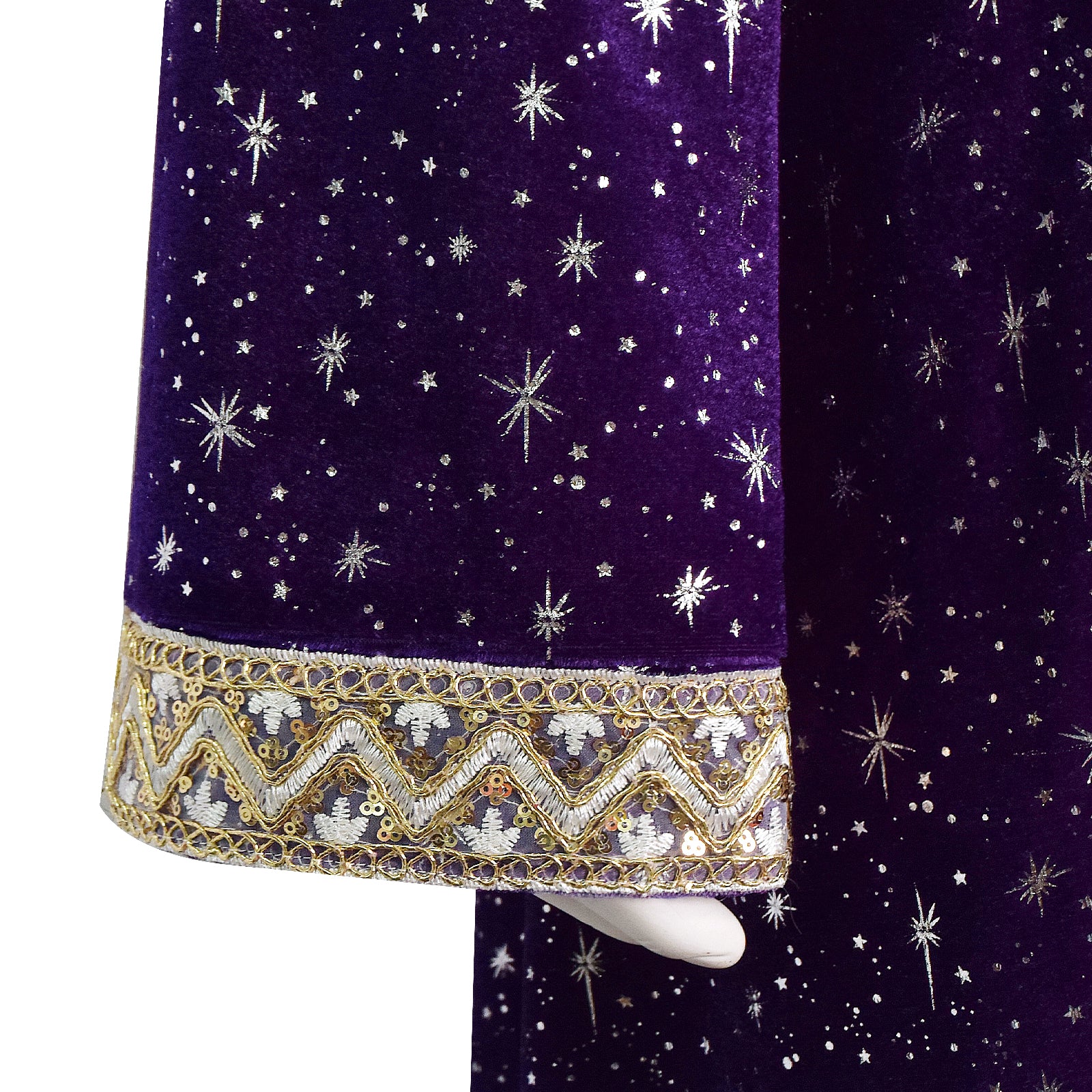 Wizard Robe Men Purple Velvet Wizard Robe Cosplay Costume With Wig Beard Suit ACcosplay