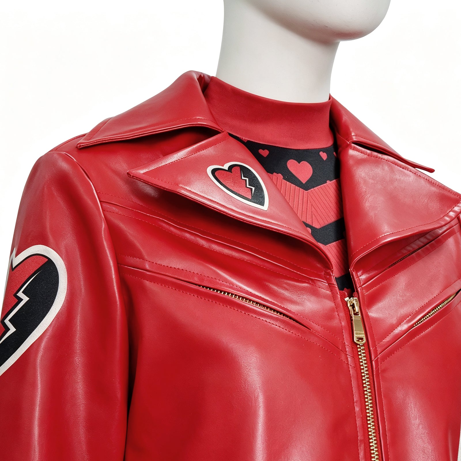 Descendants 5 Red Cosplay Costume Princess Red Red Faux Leather Jacket Pants ACcosplay