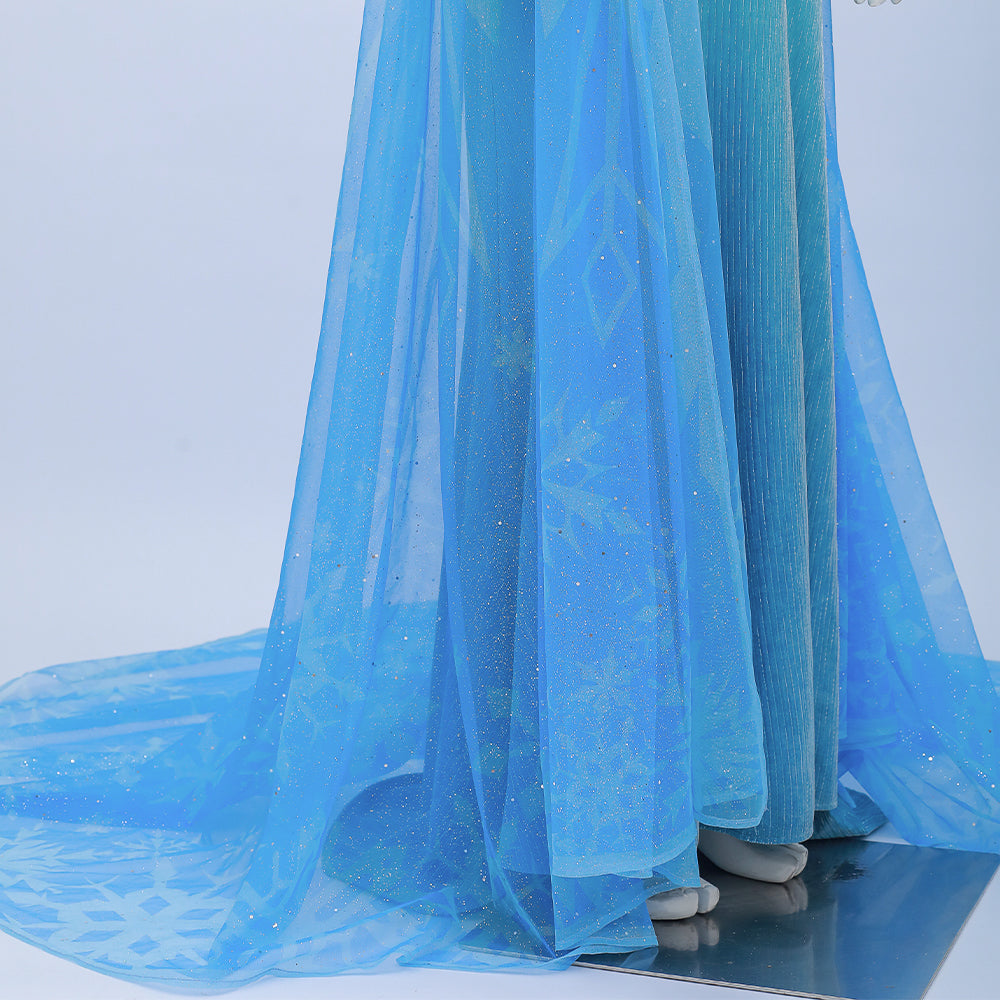 Deluxe Frozen 2 Elsa Cosplay Costume Blue Dress Halloween Outfit ACcosplay