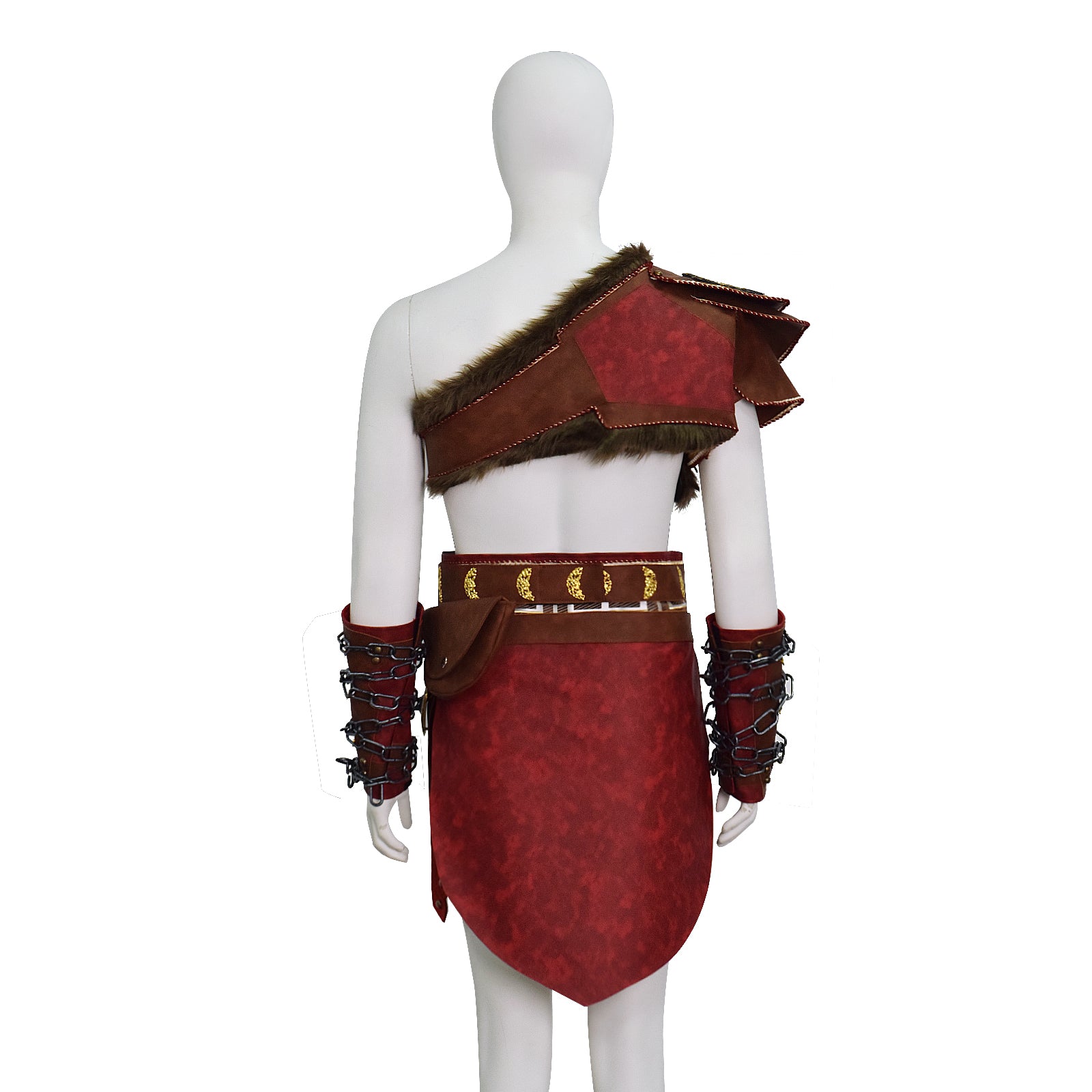 Martial Deity 4 Kratos Cosplay Costume Spartan Warrior Leather Battle Outfit With Fur Shoulder Armor