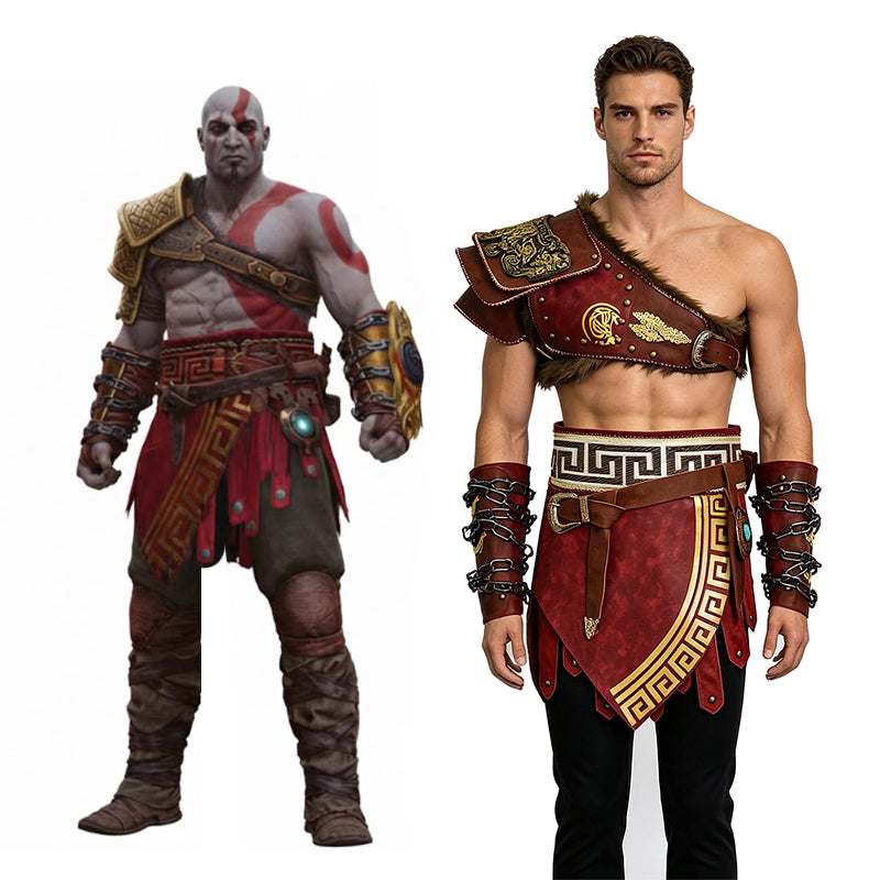 Kratos Cosplay Costume Martial Deity 4 Spartan Warrior Leather Battle Outfit ACcosplay