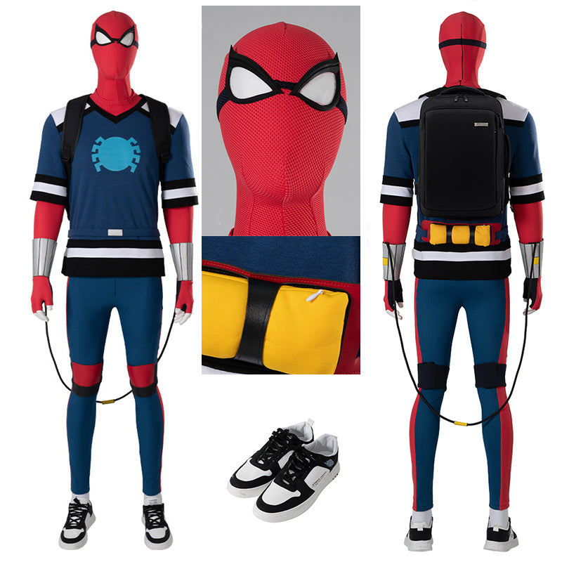 Spider-Man: Freshman Year Cosplay Costume Spiderman Peter Parker Halloween Suit With Shoes Bag