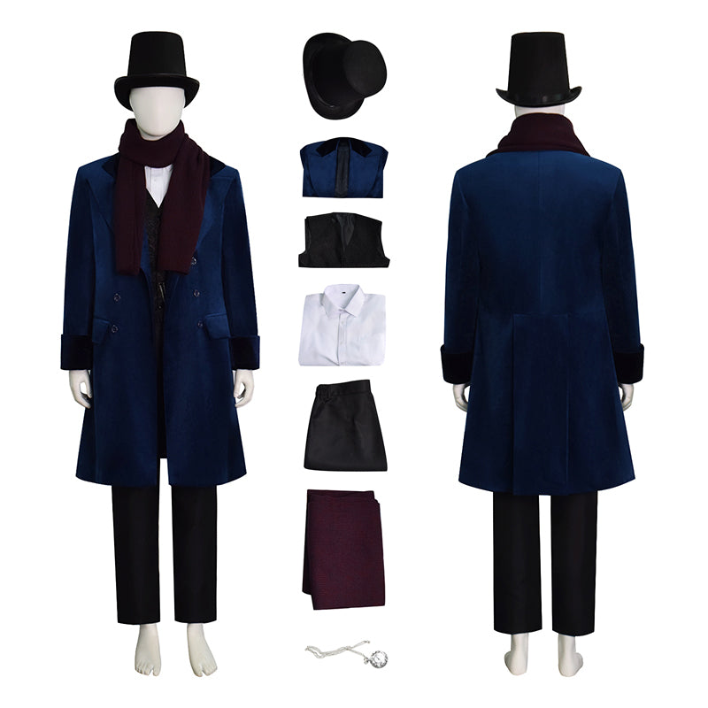 A Christmas Carol Ebenezer Scrooge Cosplay Costume Hat Scarf Christmas Outfit ACcosplay