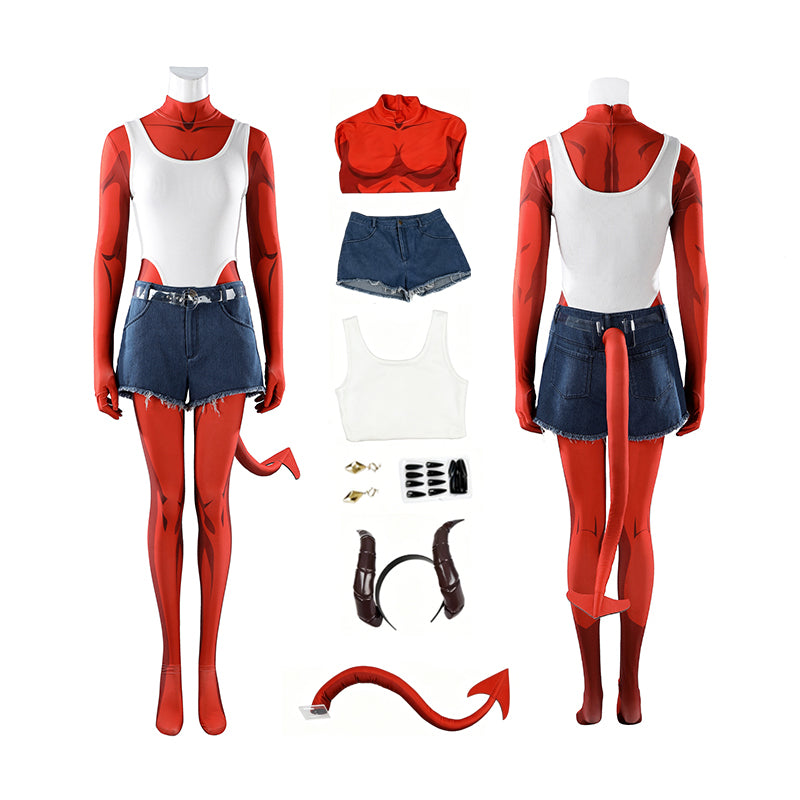 Dispatch Malevola Cosplay Costume Red Jumpsuit Halloween Outfit ACcosplay