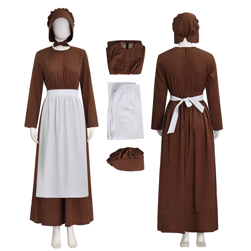 Lady Pioneer Girl Cosplay Costume Little House On The Prairie Halloween Outfit ACcosplay