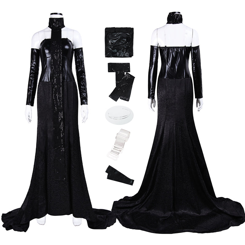 Star Wars Padme Amidala Black Gown Cosplay Costume with Train Party Suit ACcosplay, Female / M