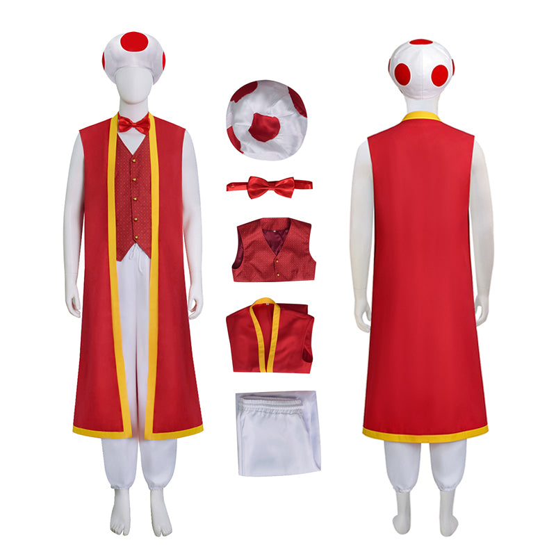 The Super Mario Bros. Movie Toad Cosplay Costume Red Halloween Outfit ACcosplay