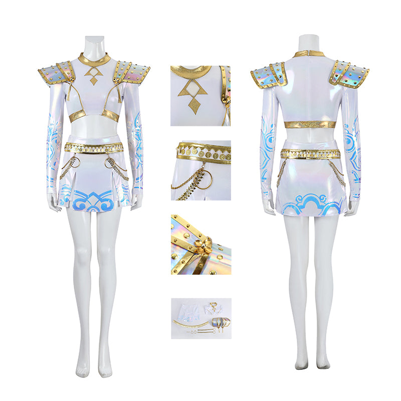 Kpop Demon Hunters Zoey Cosplay Costume Golden White Performance Dance Halloween Suit