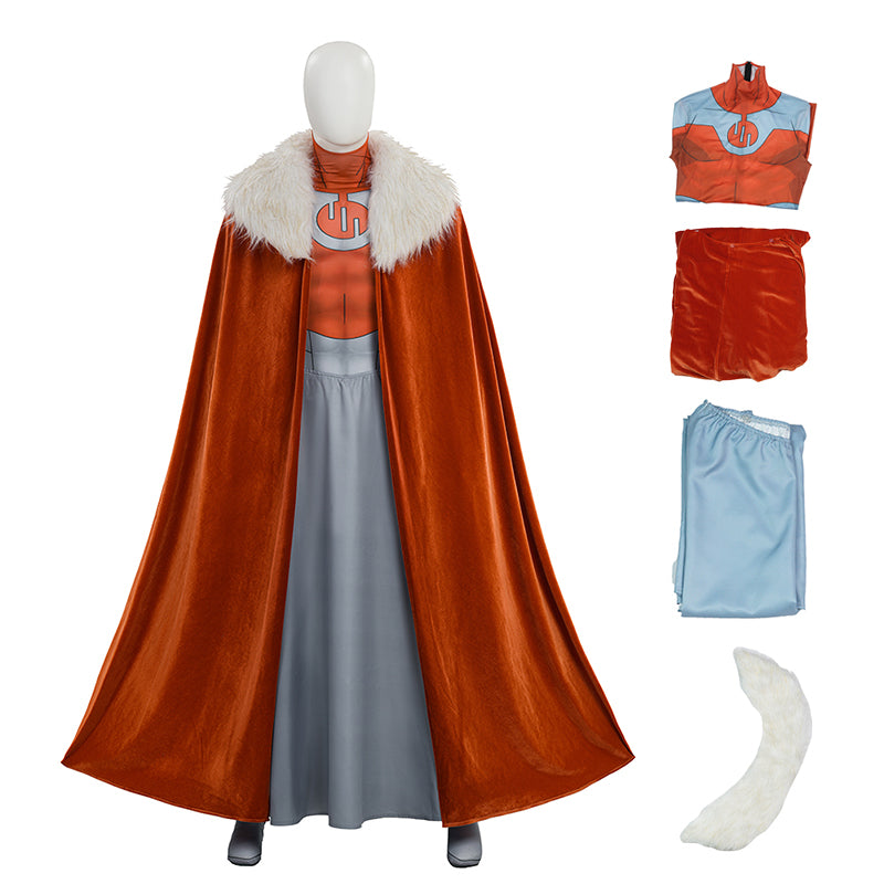 Invincible Season 4 Thragg Cosplay Costume Orange Cape With Fur Collar ACcosplay