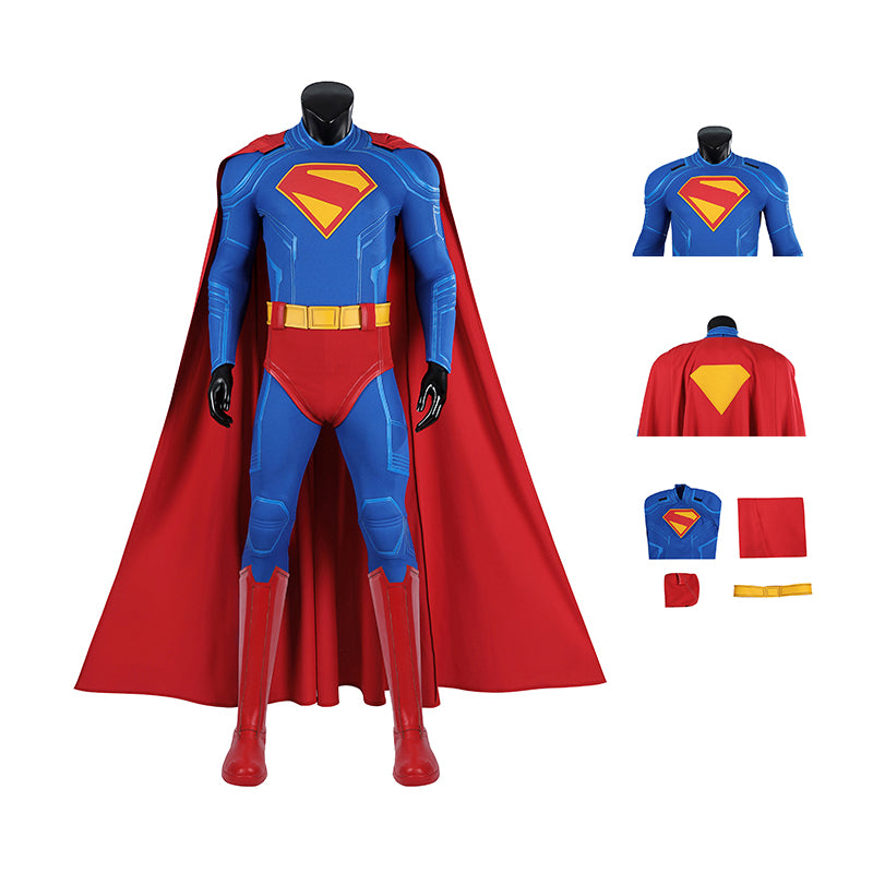 Superman Legacy Clark Kent Halloween Cosplay Costume Jumpsuit With Cape Shoes ACcosplay