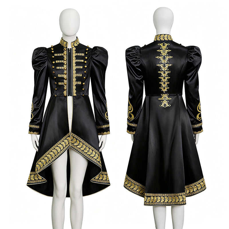 Baroque Cosplay Costume Royal Black Military Tailcoat Performance Dress Halloween Suit