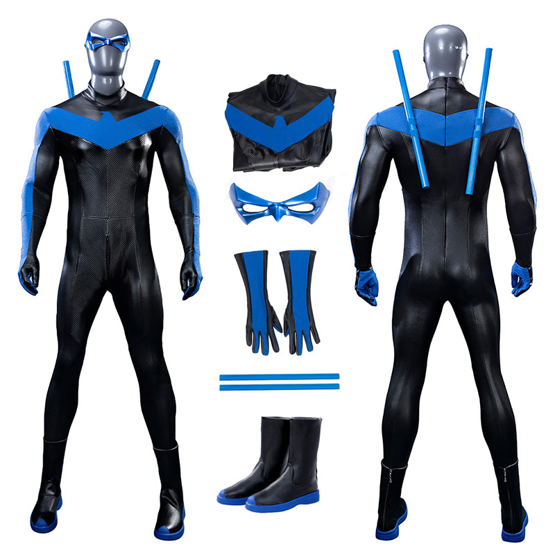 Deluxe Dick Grayson Nightwing Cosplay Costume Nightwing Leather Jumpsuit ACcosplay
