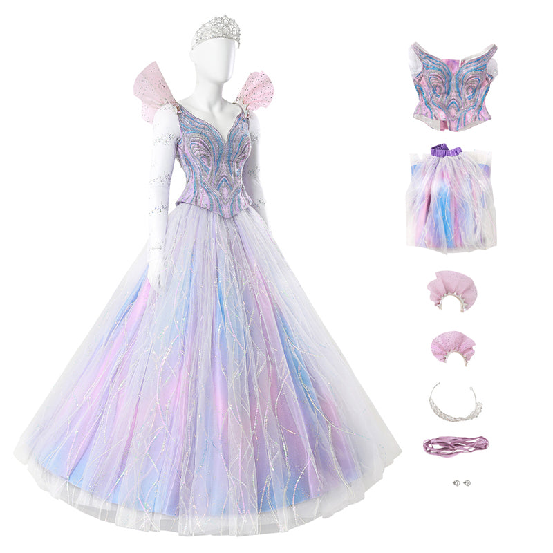 Deluxe Wicked For Good Glinda Cosplay Costume Purple Dress Halloween O – ACcosplay