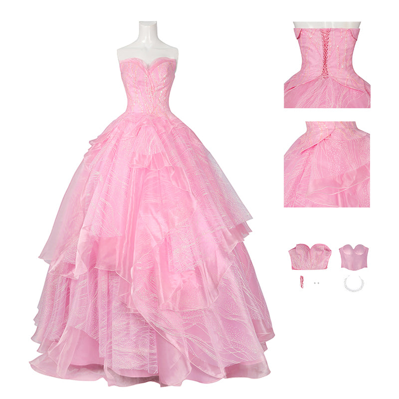 Glinda Wicked Witch Pink Wedding Dress Halloween Costume Outfit Version 2 ACcosplay