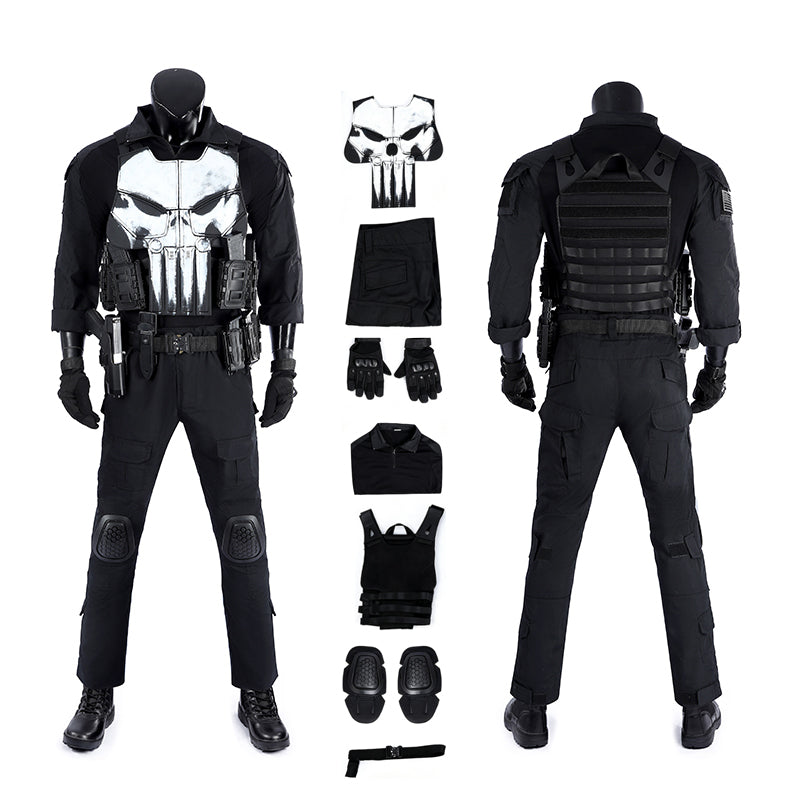 The Punisher Cosplay Costume Frank Castle Skull Suit One Last Kill Halloween ACcosplay