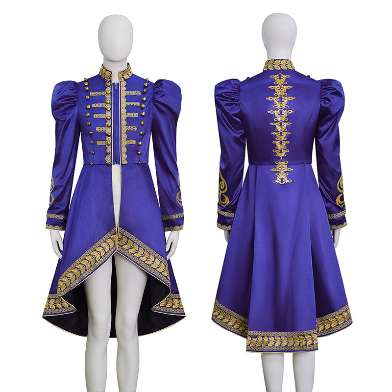 Baroque Cosplay Costume Royal Purple Military Tailcoat Performance Dress Lady Halloween Suit