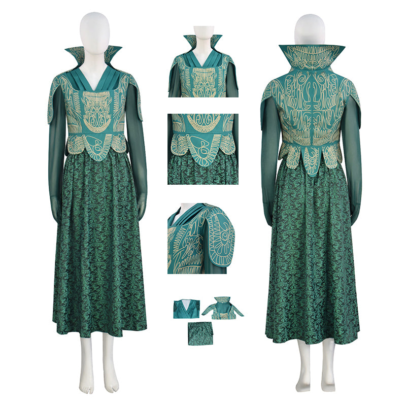 Wicked For Good Madame Morrible Cosplay Costume Halloween Green Party Suit ACcosplay