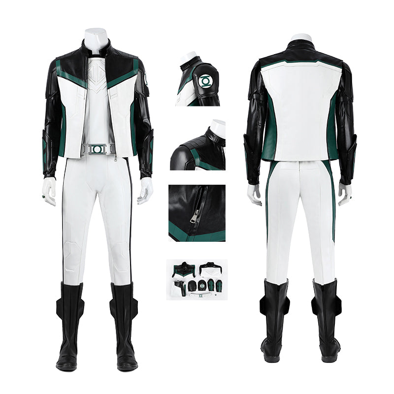 Superman Green Lantern White Suit Cosplay Costume Legacy Green Lantern Outfit Hallowenn ACcosplay