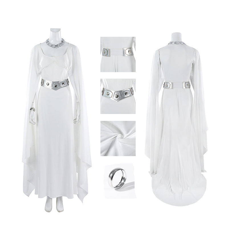 Leia Cosplay Star Wars A New Hope Leia Cosplay Costume White  Dress ACcosplay