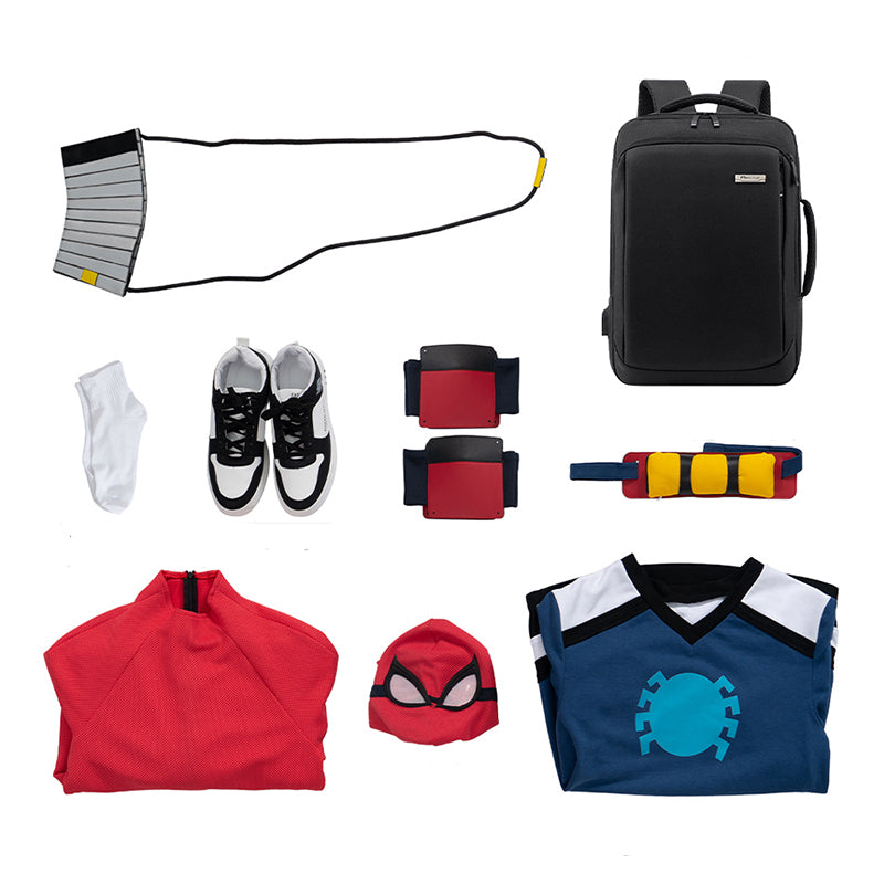 Spider-Man: Freshman Year Cosplay Costume Spiderman Peter Parker Halloween Suit With Shoes Bag