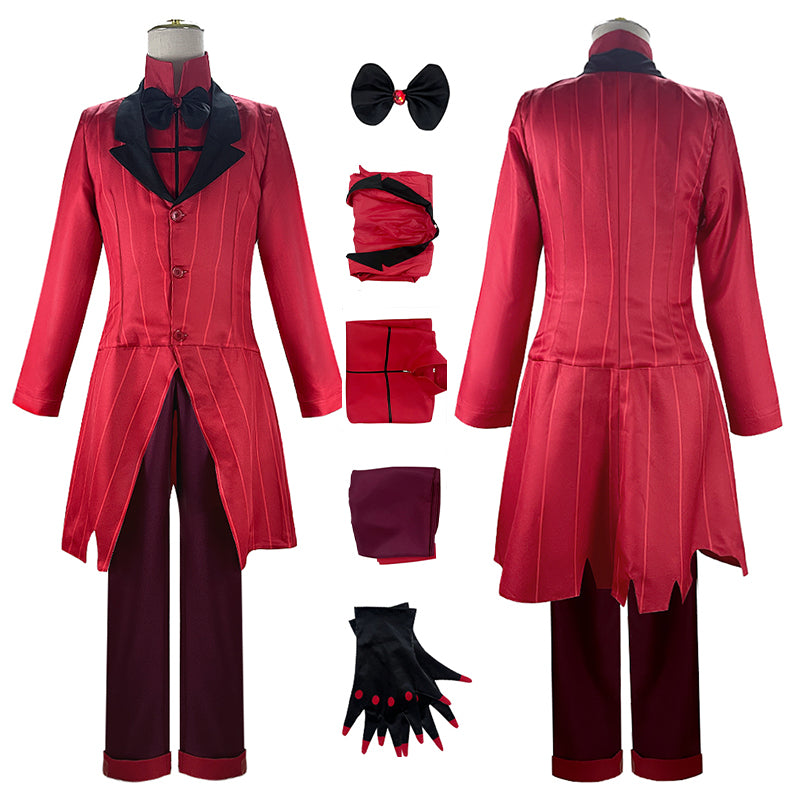 Hazbin Hotel Alastor Cosplay Costume Red Outfits Halloween Party Suit