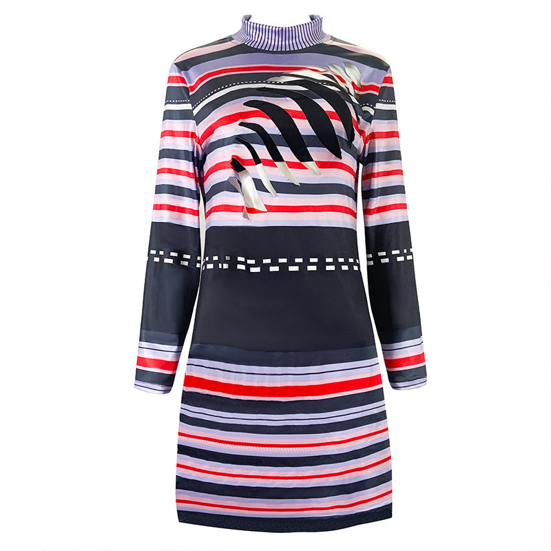 Beetlejuice Astrid Striped Dress Cosplay Halloween Party Costume Outfits