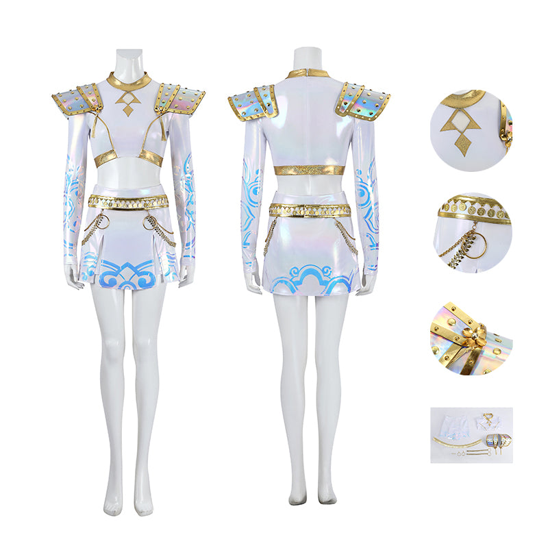 Kpop Demon Hunters Zoey Cosplay Costume Golden White Performance Dance Halloween Suit