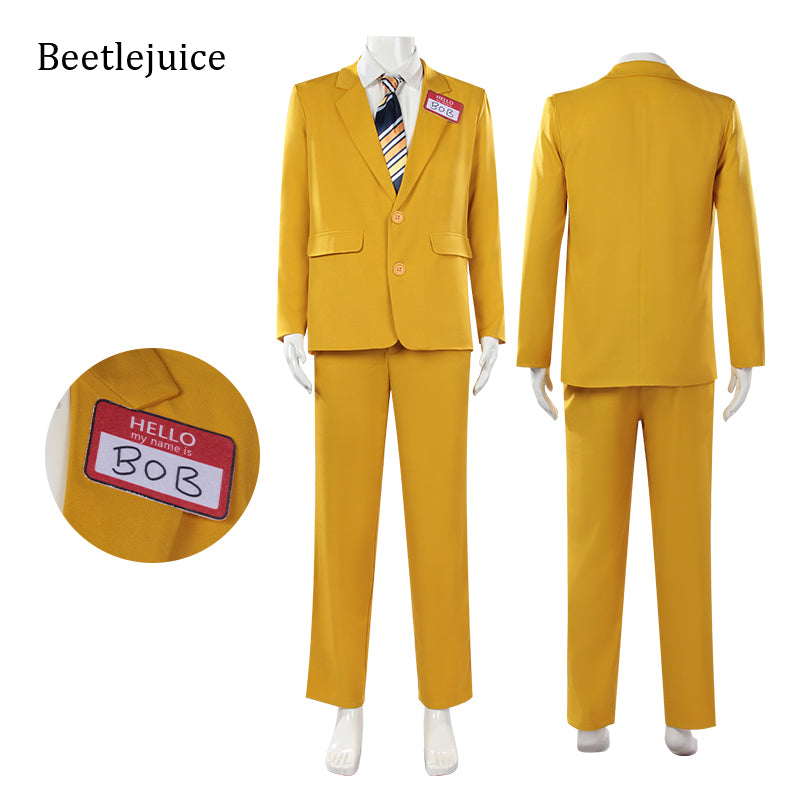 Beetlejuice Yellow Suit 2024 Bob Cosplay Costume Halloween Outfit