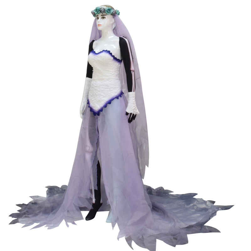 Corpse Bride Wedding Dress Corpse Bride Emily White Cosplay Costume Halloween Carnival Suit