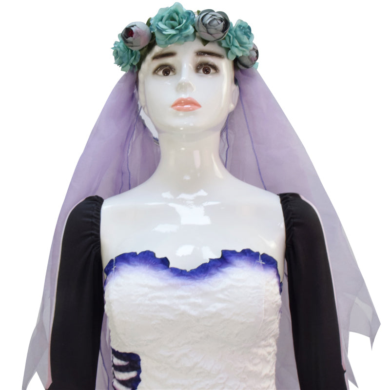 Corpse Bride Wedding Dress Corpse Bride Emily White Cosplay Costume Halloween Carnival Suit