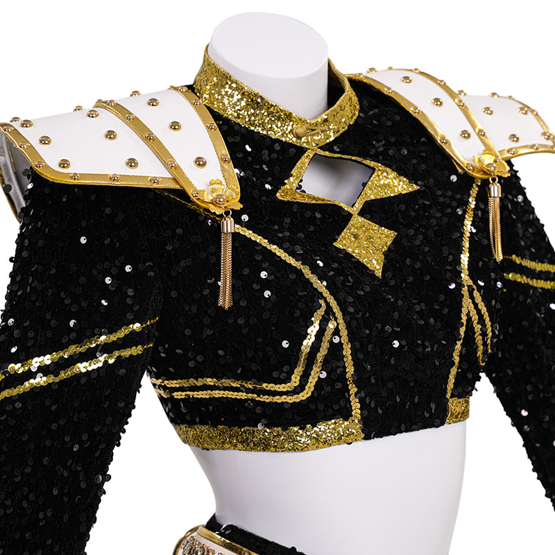 Kpop Demon Hunters Zoey Cosplay Costume Black Golden Dance Suit Halloween Fancy Outfit ACcosplay