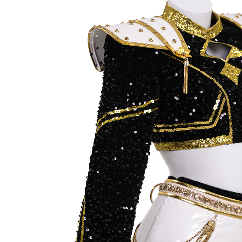 Kpop Demon Hunters Zoey Cosplay Costume Black Golden Dance Suit Halloween Fancy Outfit ACcosplay